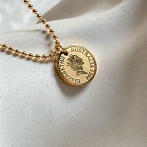 Queen Elizabeth 18K plated Gold Coin Pendant and  Necklace